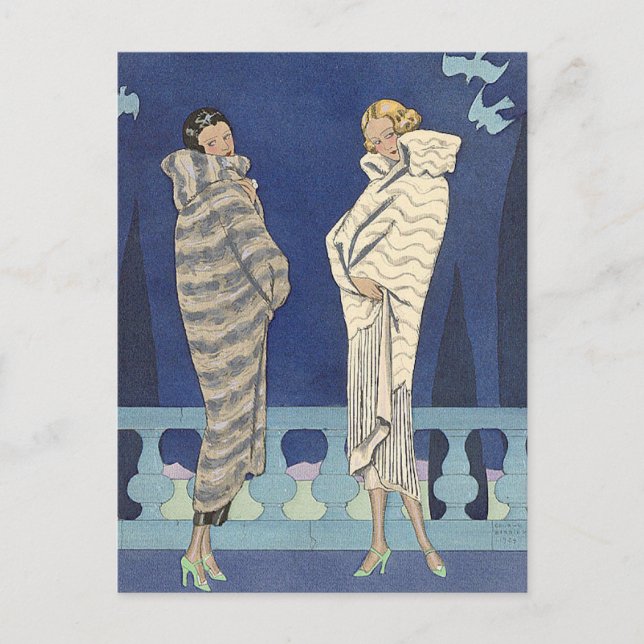 Postal Abrigos de Piel de Lago de George Barbier (Anverso)