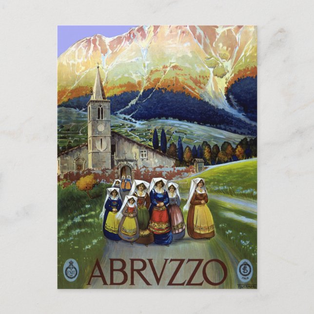 Postal Abruzzo Italia Poster de viajes con mujeres (Anverso)