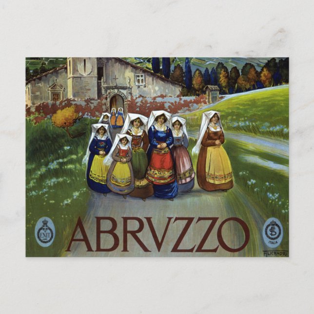 Postal Abruzzo Italia Poster de viajes con mujeres (Anverso)