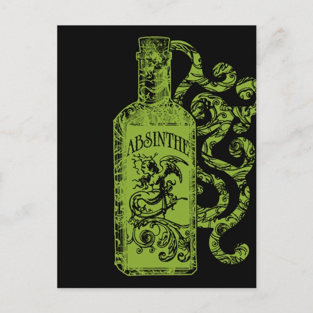 Postal Absinthe Bottle Swirls (Anverso)