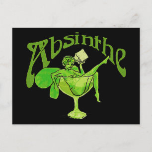 Postal Absinthe Chica En Vidrio