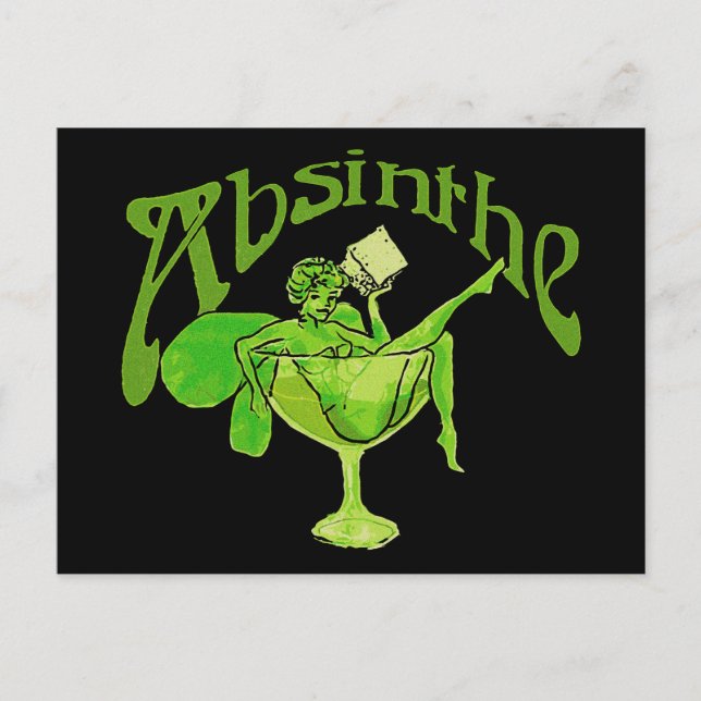 Postal Absinthe Chica En Vidrio (Anverso)