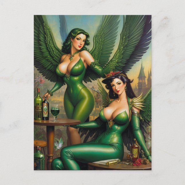 Postal Absinthe Green Fairies Postcard (Anverso)