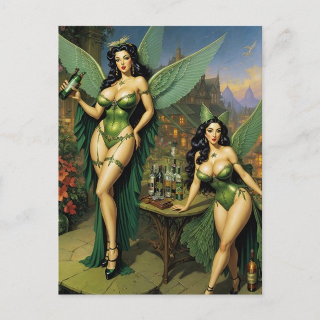 Postal Absinthe Green Fairies Postcard (Anverso)