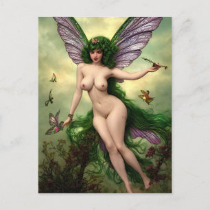 Postal Absinthe Green Fairy Postcard