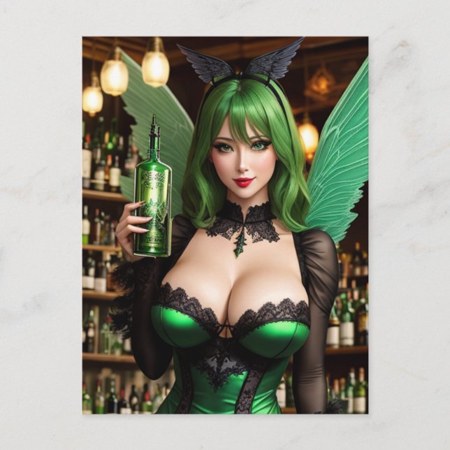 Postal Absinthe Green Fairy Postcard (Anverso)