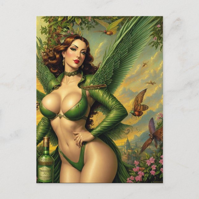 Postal Absinthe Green Fairy Postcard (Anverso)