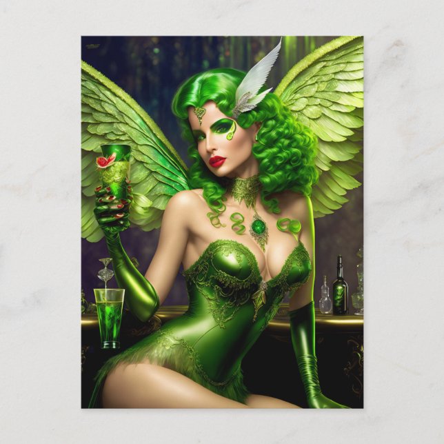 Postal Absinthe Green Fairy Postcard (Anverso)