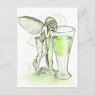 Postal Absinthe La Fee Verte Fairy With Glass (no hay tex