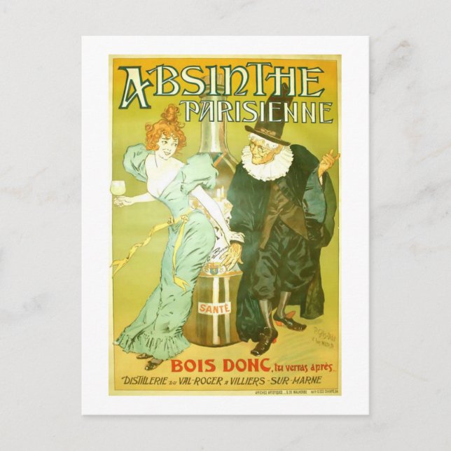 Postal Absinthe Parisienne Gélis-Didot Malteste Bella Art (Anverso)