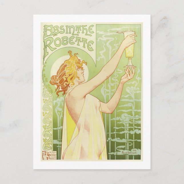 Postal Absinthe Robette, Bella Artes Privat-Livemont (Anverso)