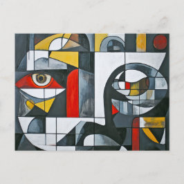 Postal Abstracción Cubista de Cara Moderna