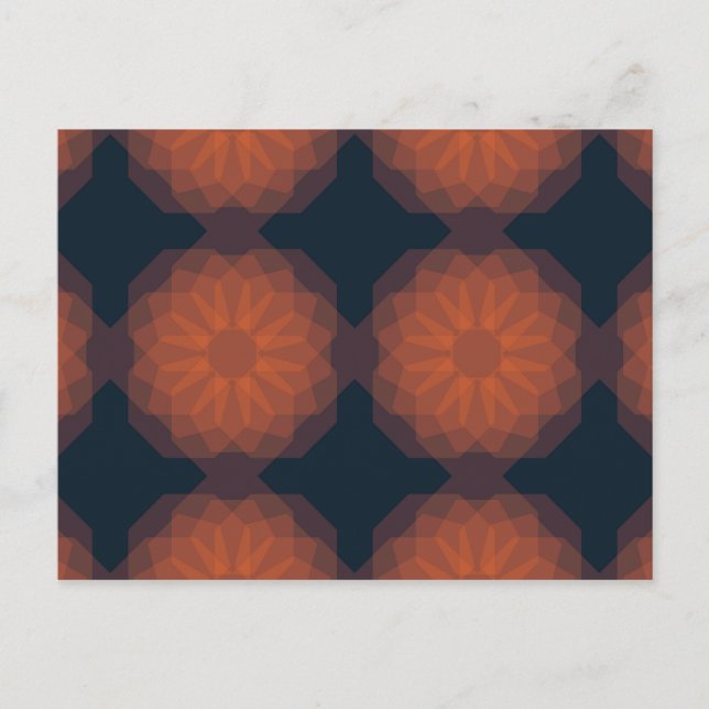 Postal abstracción de flor geométrica moderna y naranja (Anverso)