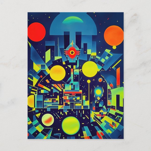 Postal Abstracción Mecánica Vigilándote (Anverso)