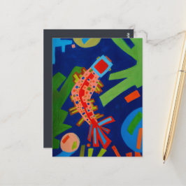 Postal abstracción, pescado, carpa, cubismo,
