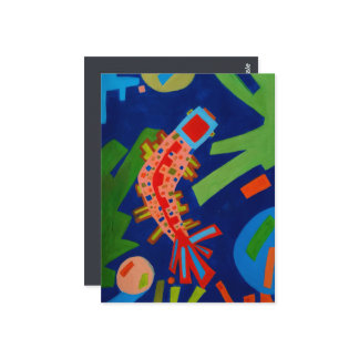 Postal abstracción, pescado, carpa, cubismo,