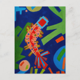 Postal abstracción, pescado, carpa, cubismo,