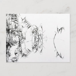 Postal Abstract Black and White Reeds Water Reflections