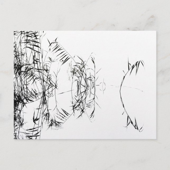 Postal Abstract Black and White Reeds Water Reflections (Anverso)