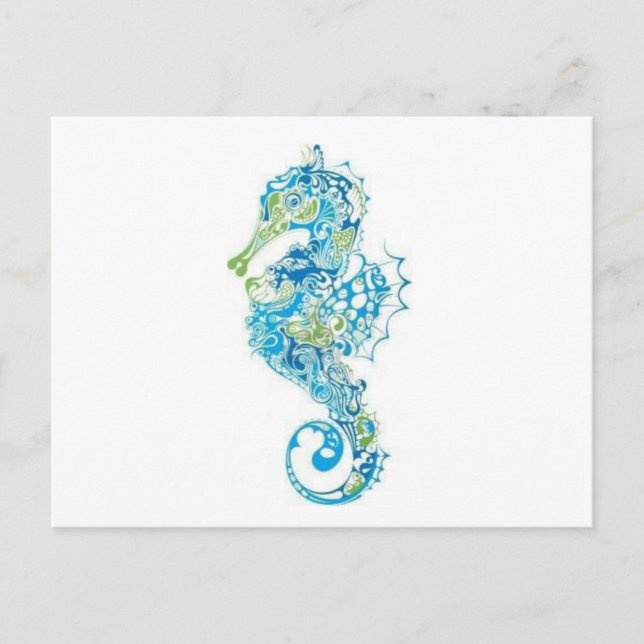 Postal Abstract Blue Seahorse (Anverso)