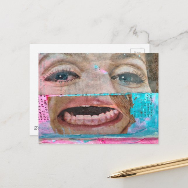 Postal abstract collage with a eyes and mouth (Anverso/Reverso In Situ)