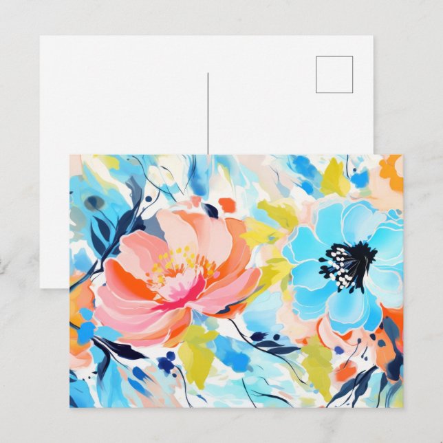 Postal Abstract floral pattern painting  (Anverso / Reverso)