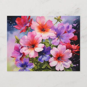 Postal Abstract Floral Watercolor Phlox