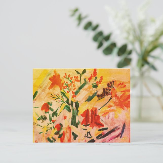Postal Abstract Flower Art Card (Anverso de pie)
