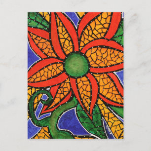 Postal Abstract Flower Colorous Art Postcard