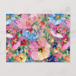 Postal Abstract  Flowers Impressionist Postcard
