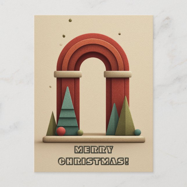 Postal Abstract Geometric Scene with Christmas Trees (Anverso)