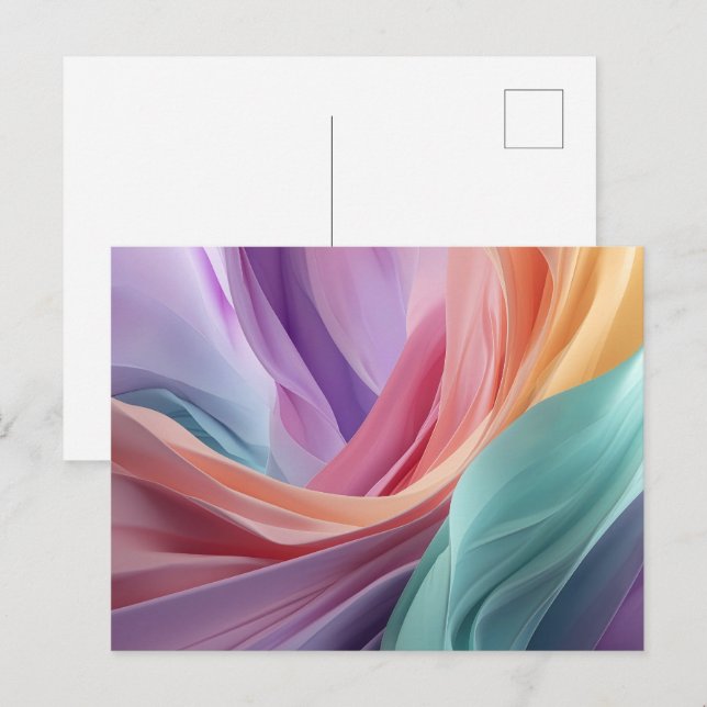 Postal Abstract Pastel Fabric Waves  (Anverso / Reverso)