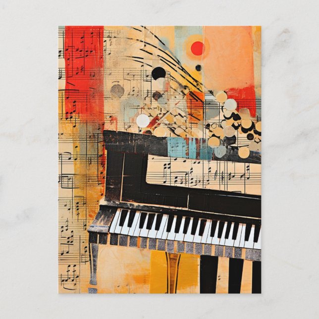 Postal Abstract Piano Montage art (Anverso)