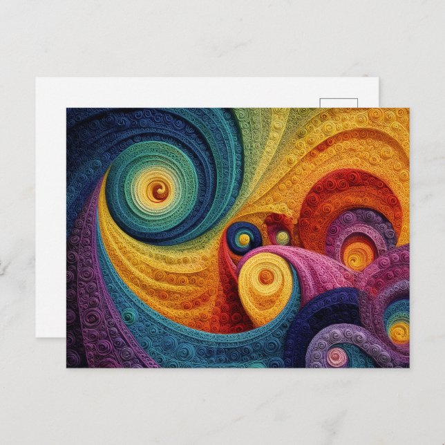 Postal Abstract Spiral Pattern Colorful 3D Swirl Texture (Anverso / Reverso)