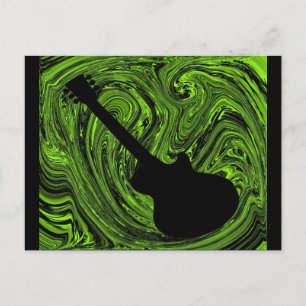 Postal Abstract Swirls Guitar Postcard, Green