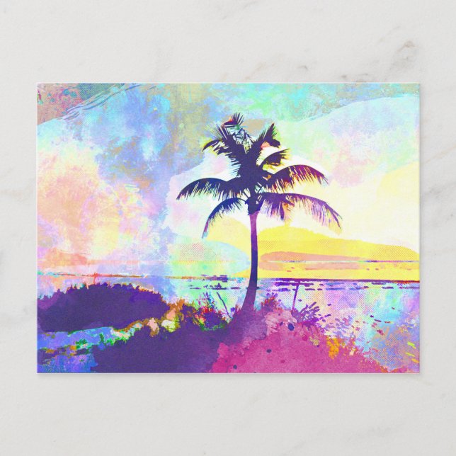 Postal Abstract Watercolor - Beach Sunset I (Anverso)
