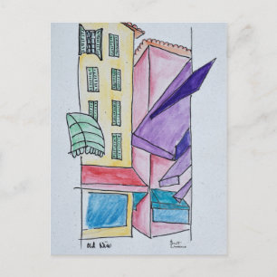 Postal Abstracta acuarela del viejo Niza   Niza, Francia