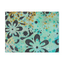 Postal abstracta azul y amarilla