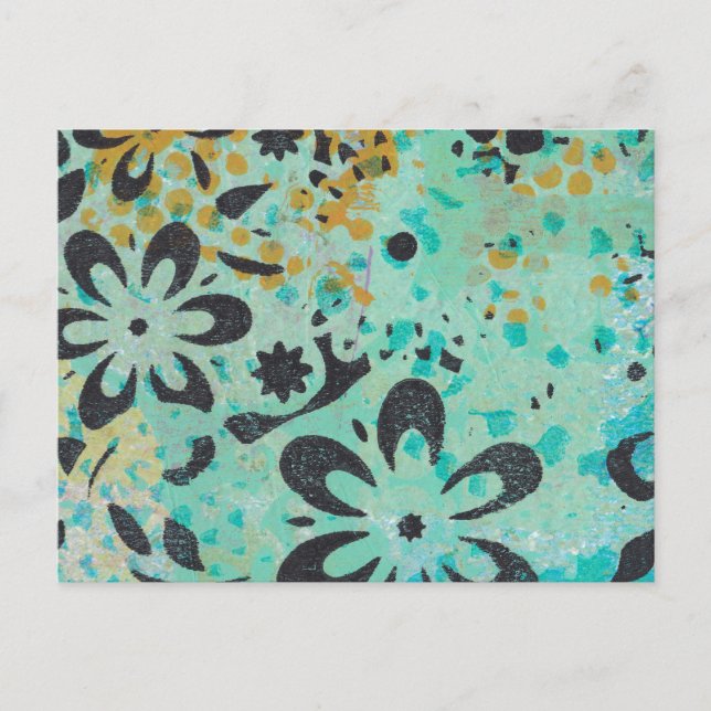 Postal abstracta azul y amarilla (Anverso)