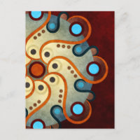 Postal abstracta floral azul del arte del vector