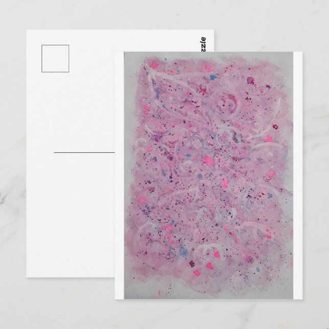 Postal Abstracto de Acuarela Rosa Pastel (Anverso / Reverso)