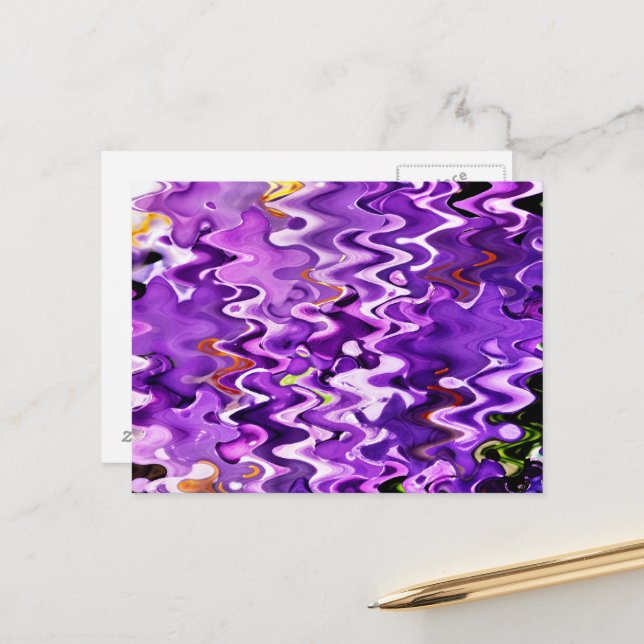 POSTAL ABSTRACTO DE FLORES PURPLE (Anverso/Reverso In Situ)