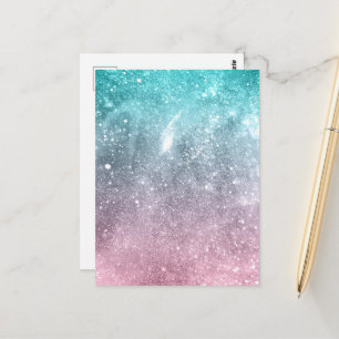 Postal abstracto de galaxia acuática azul rosa oscura