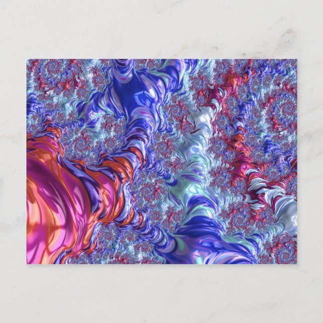Postal Abstracto Digital Fractal Colorido Trippy Groovy (Anverso)