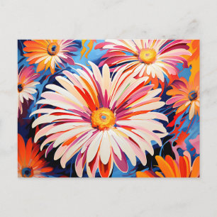 Postal Abstracto Floral Energético Gerbera Daisies