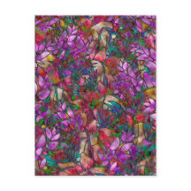 Abstracto Floral Postcard Vidrio Manchado
