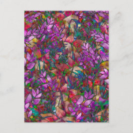 Postal Abstracto Floral Postcard Vidrio Manchado
