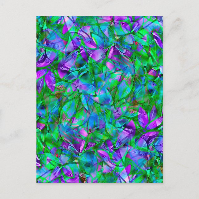 Postal Abstracto Floral Postcard Vidrio Manchado (Anverso)