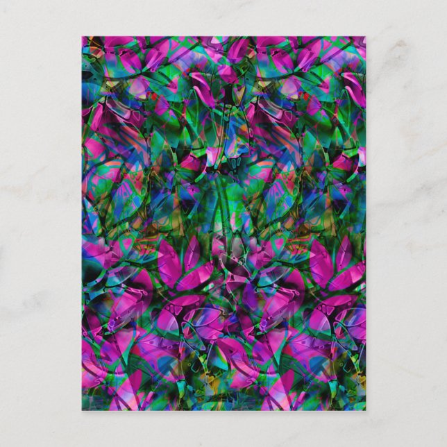 Postal Abstracto Floral Postcard Vidrio Manchado (Anverso)