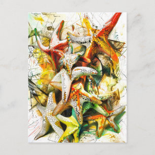 Postal Abstracto Ilustracion acuarela de Starfish